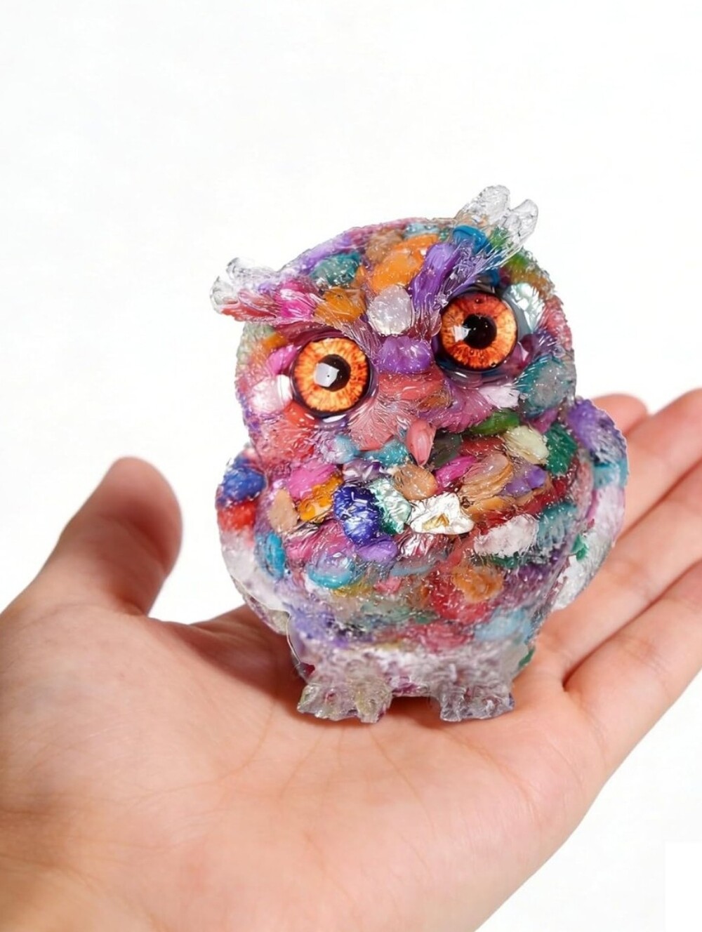 Colorful Multicolor Owl Bird Figurine Decorative Ornament